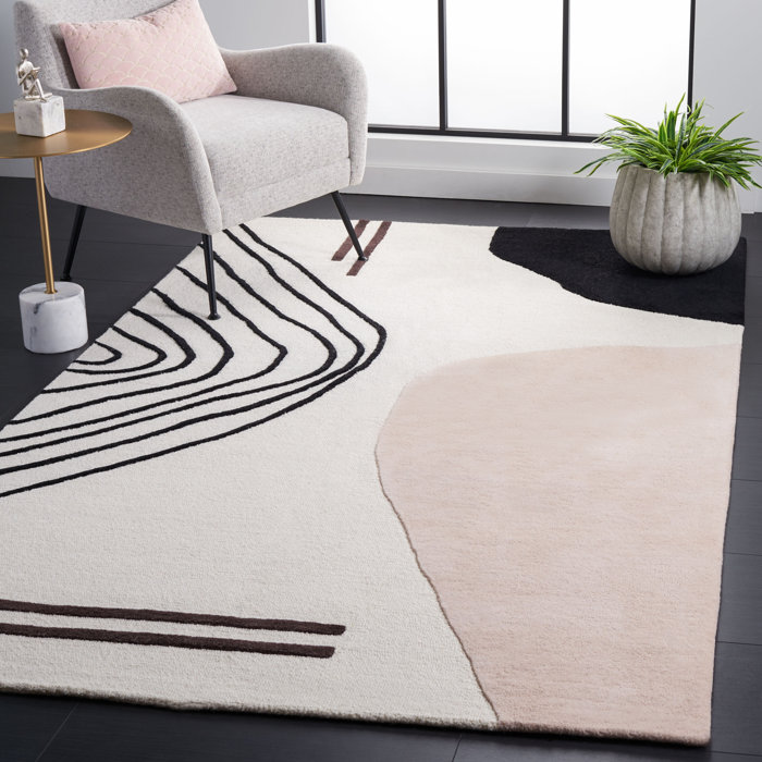AllModern Felipe Handmade Hand Tufted Wool Ivory / Blush Rug & Reviews